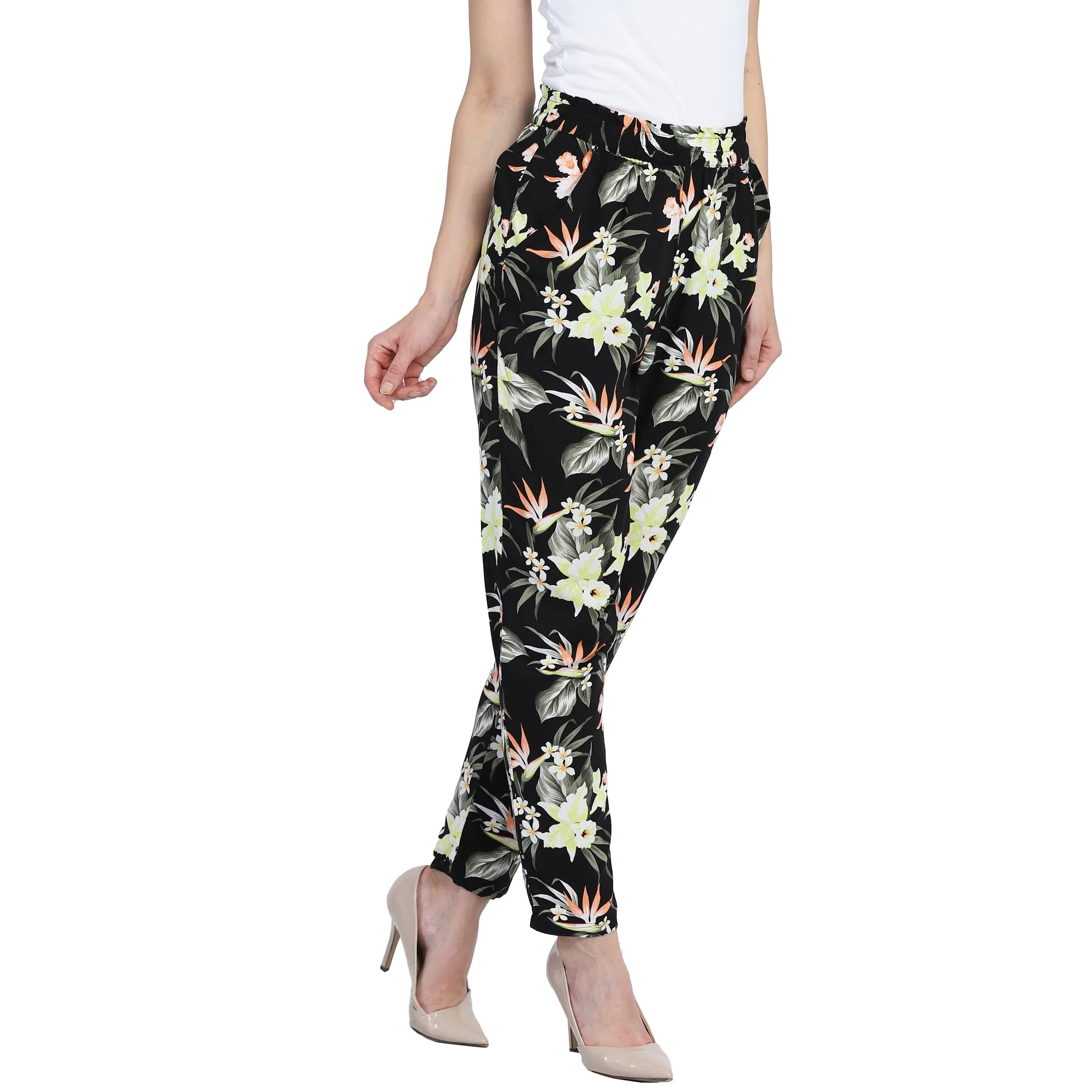 Women Floral Ankle Trousers - Image 3
