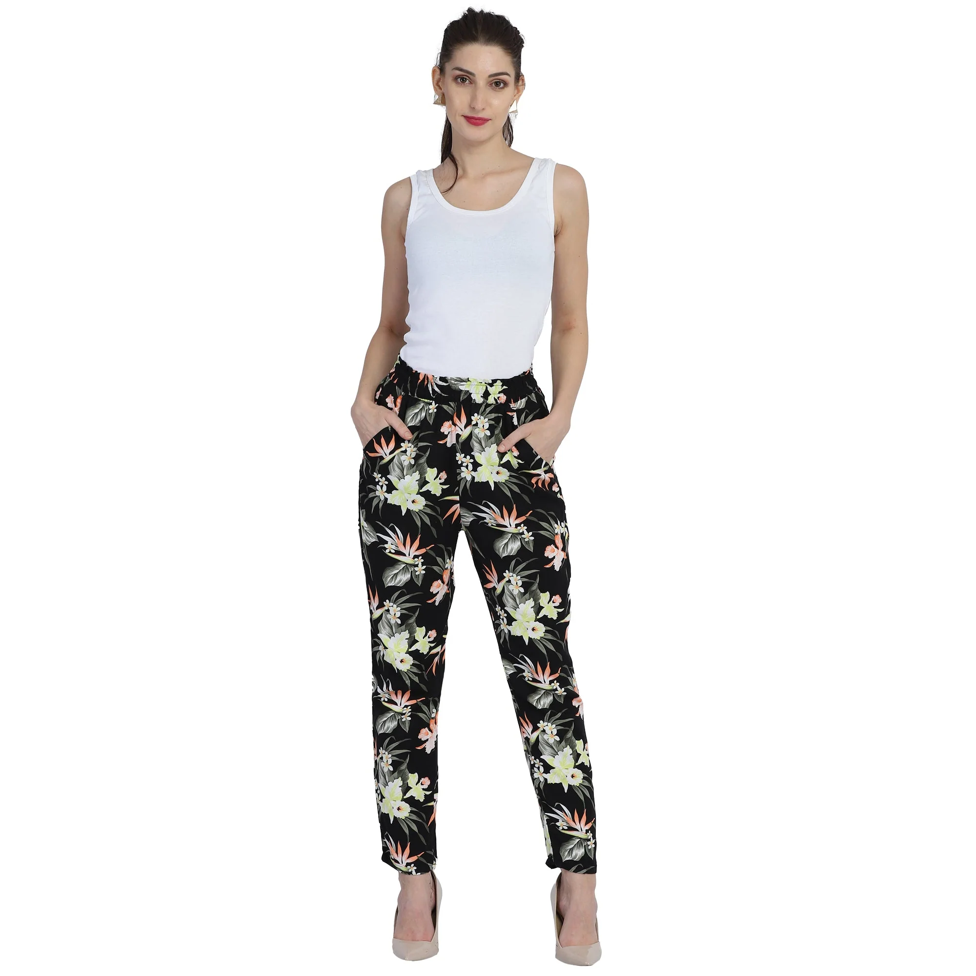 Women Floral Ankle Trousers - Image 6