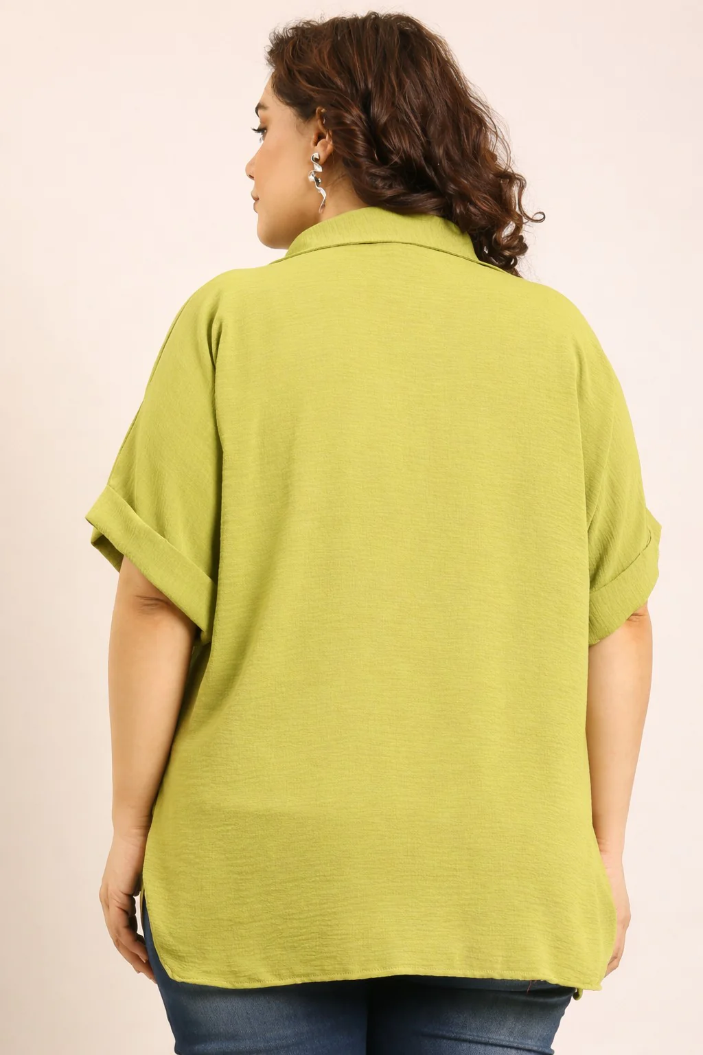 Women Green Drop Shoulder Shirt - Image 2