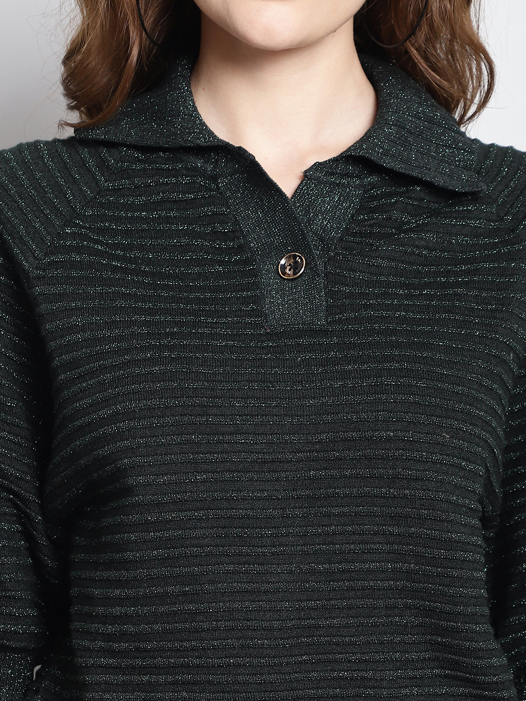 Women Green Printed High Neck Top - Image 3