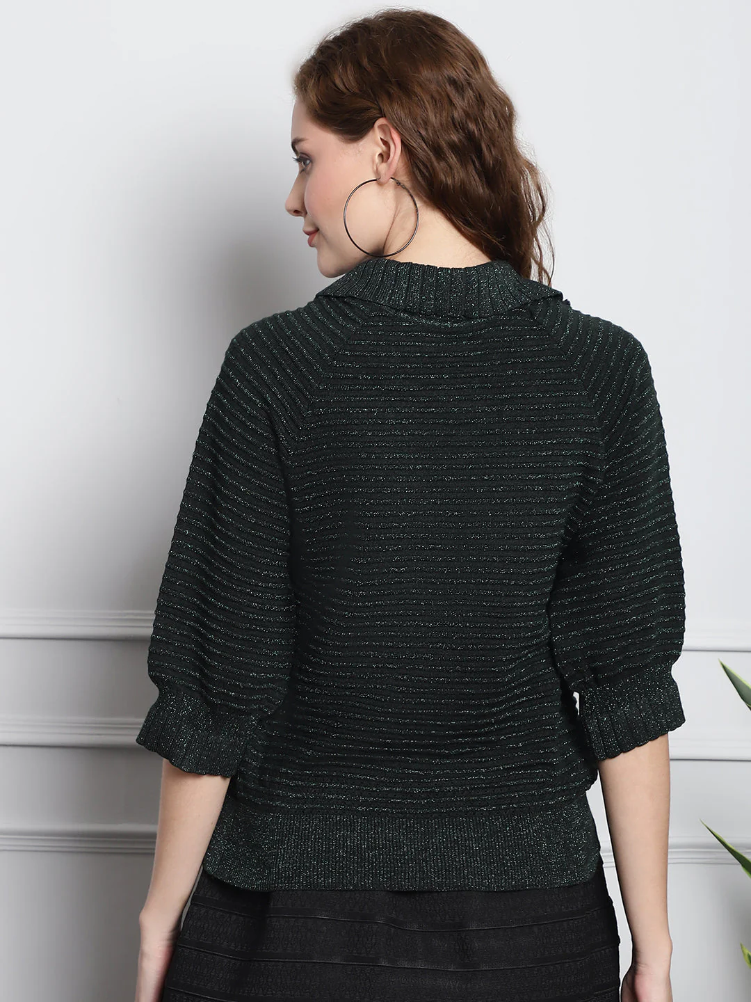 Women Green Printed High Neck Top - Image 5