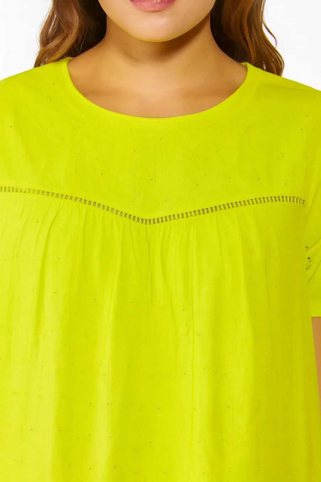 Women Green Solid Cotton Top - Image 3