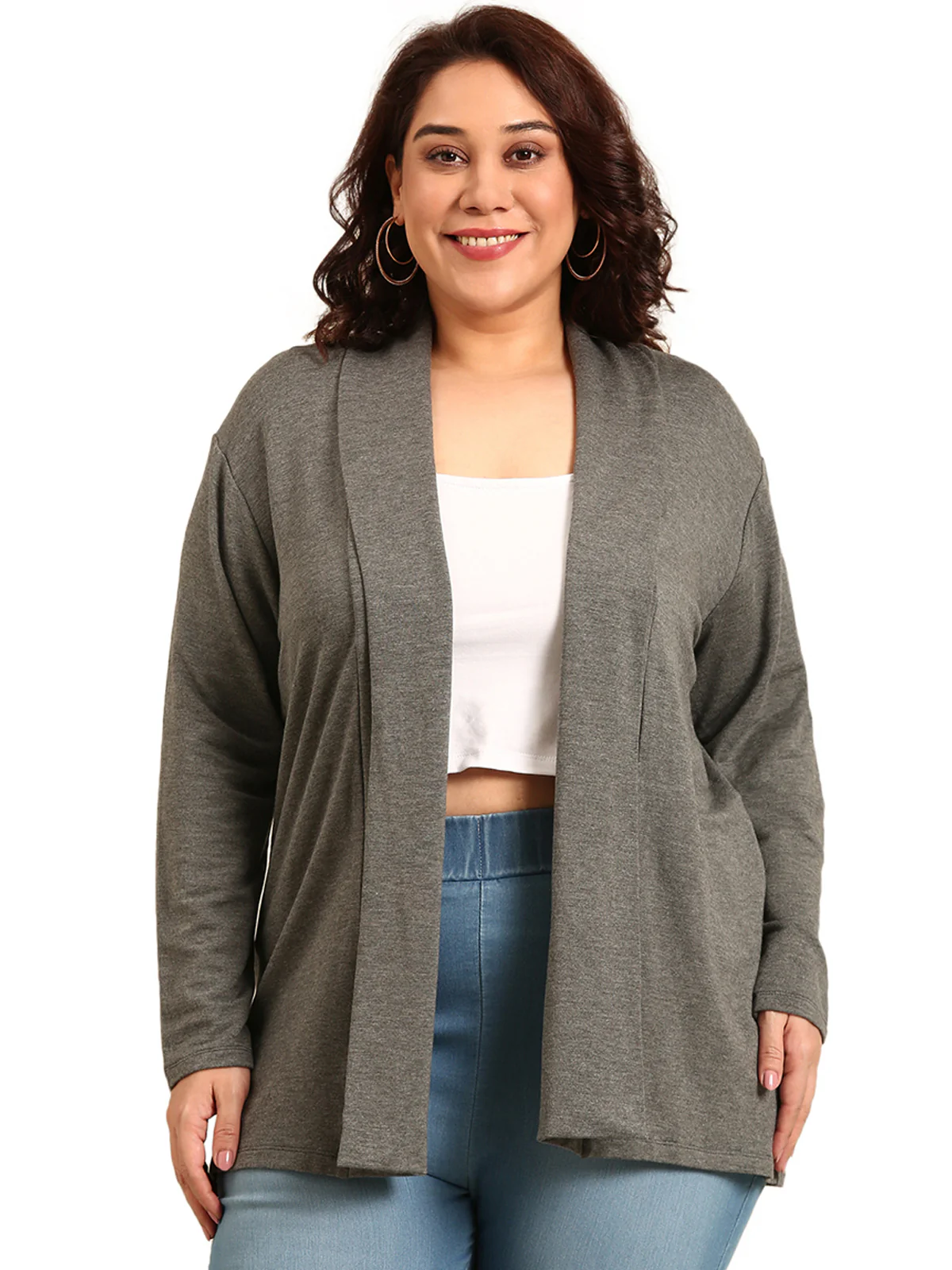 Women Grey Longline Shrug - Image 6