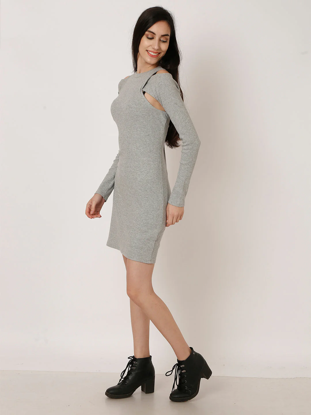 Women Grey Party Dress - Image 5