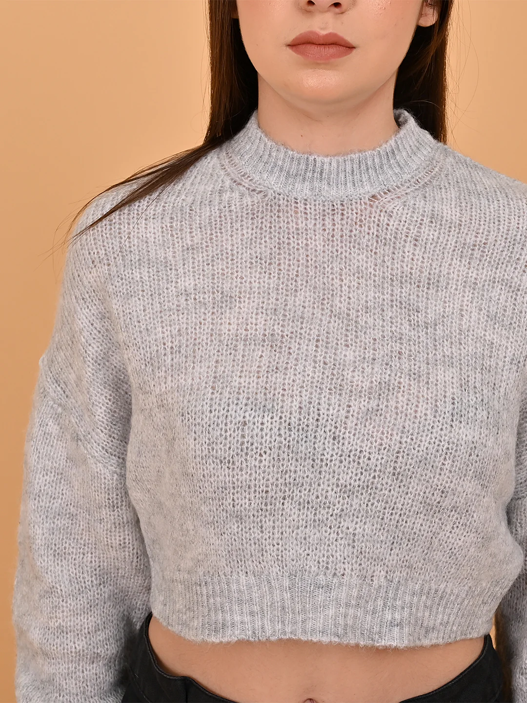 Women Grey Turtleneck Sweater - Image 4