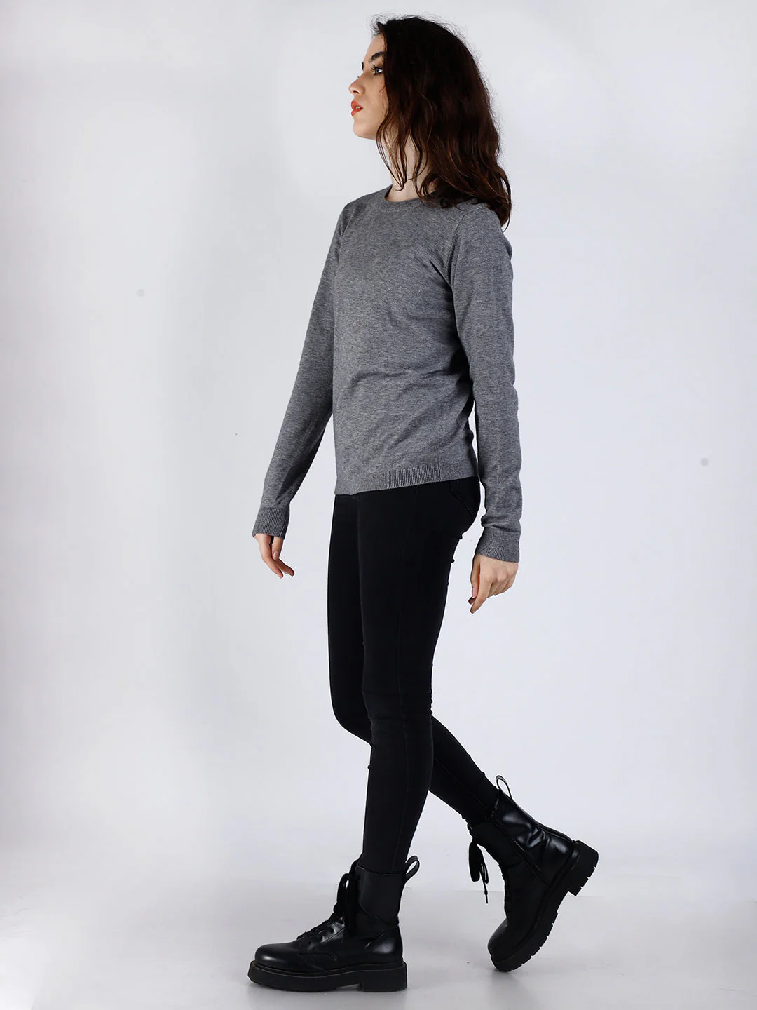 Women Grey Viscose Sweater - Image 3
