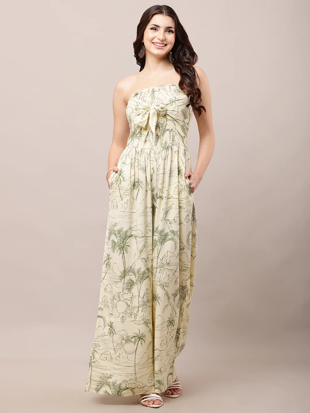 Women Lemon Printed Off-Shoulder Rayon Jumpsuit - Image 3