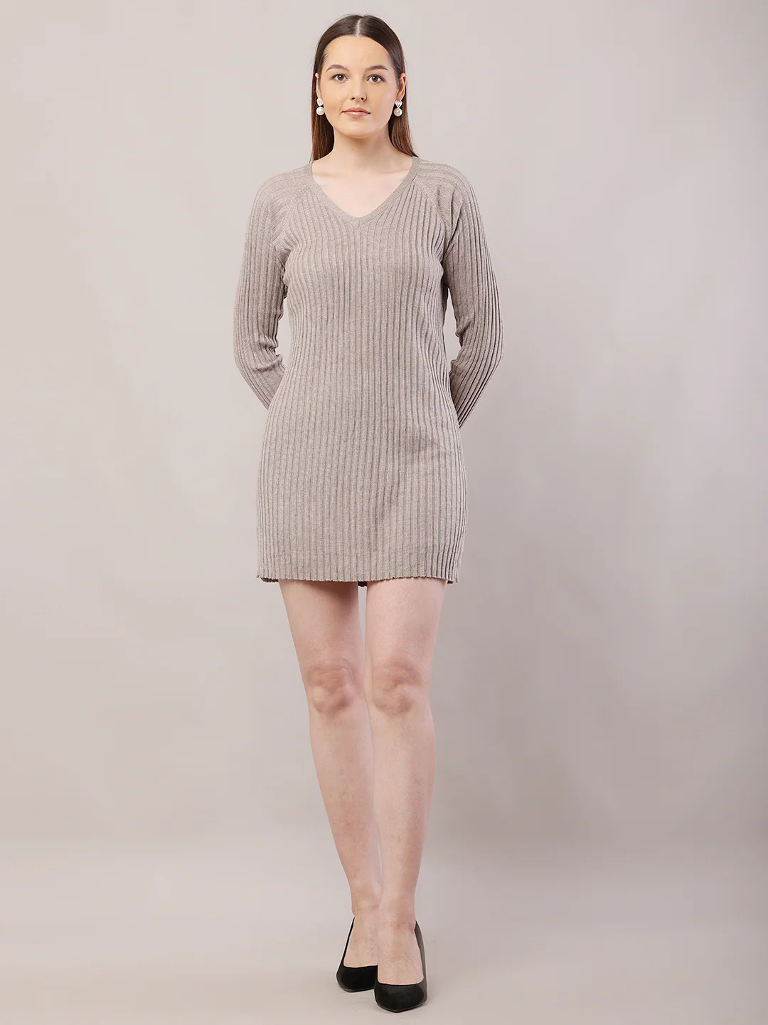 Women Light Brown Sheath Dress - Image 3