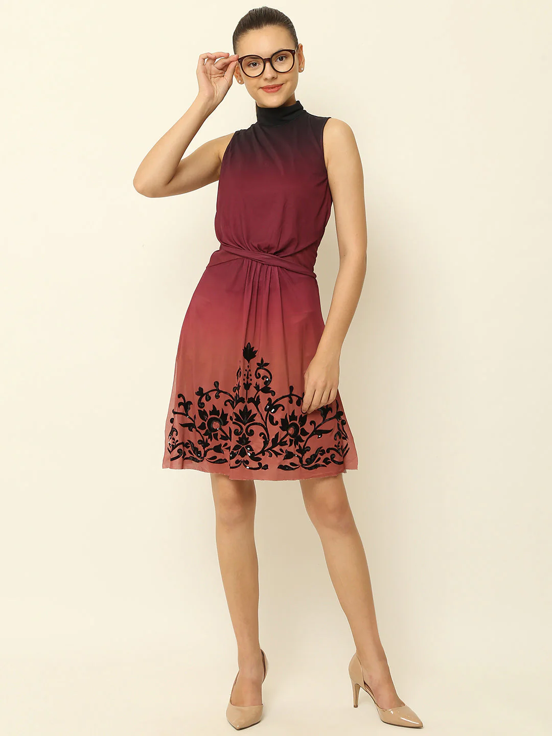 Women Maroon A Line Dress - Image 7