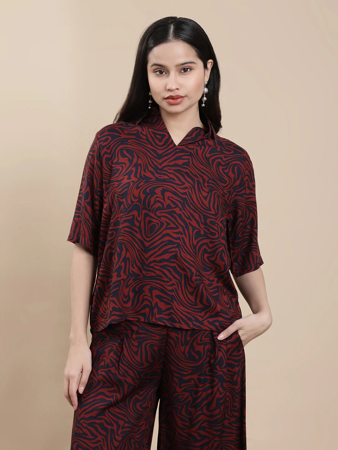 Women Maroon Casual Top