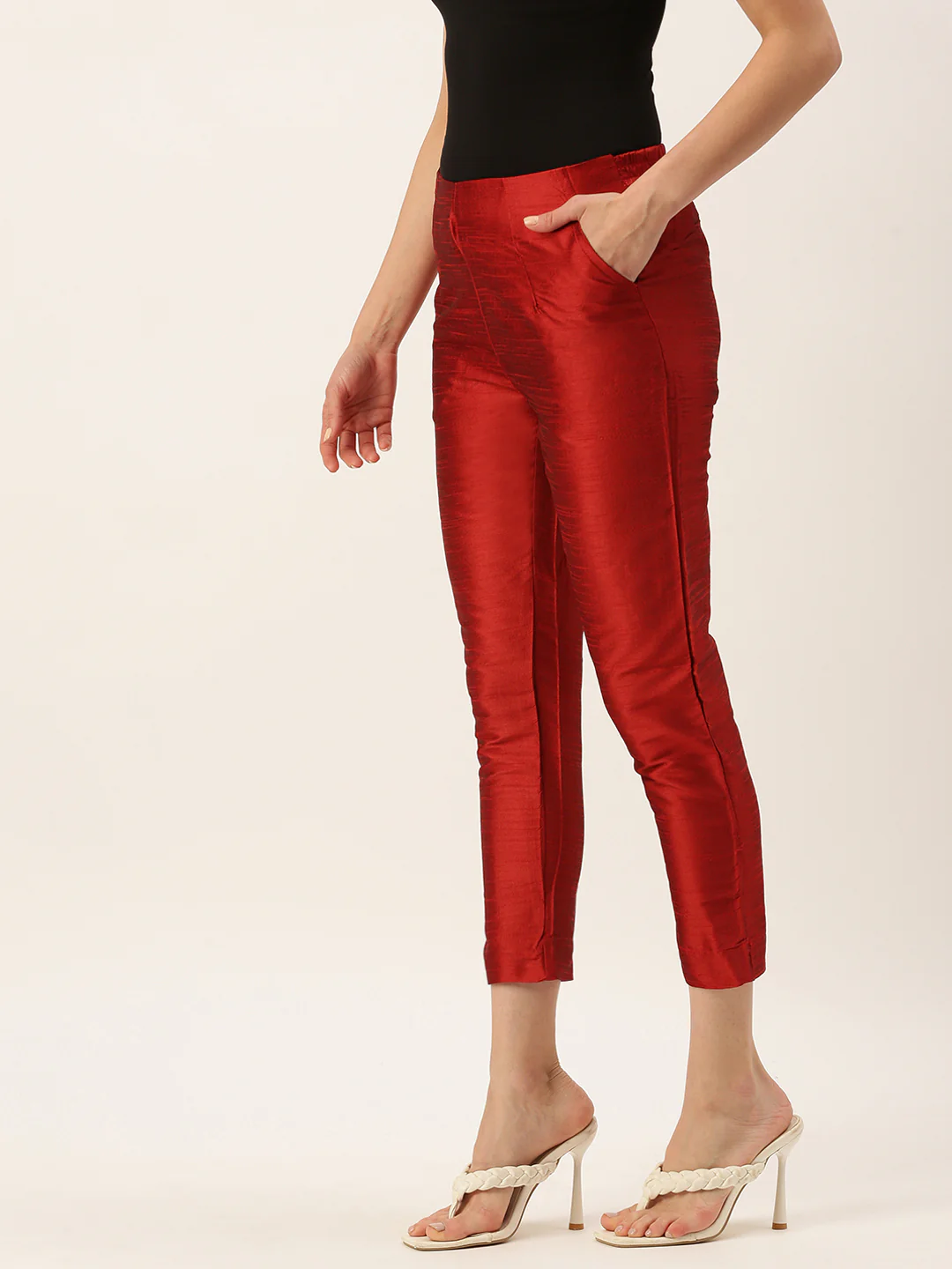 Women Maroon Festive Pants