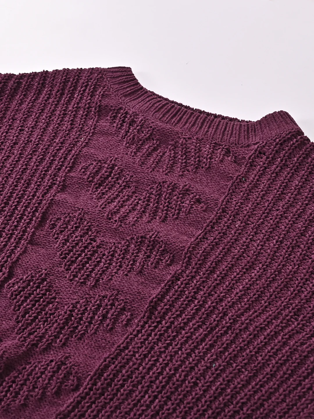 Women Maroon Round Neck Sweater - Image 6