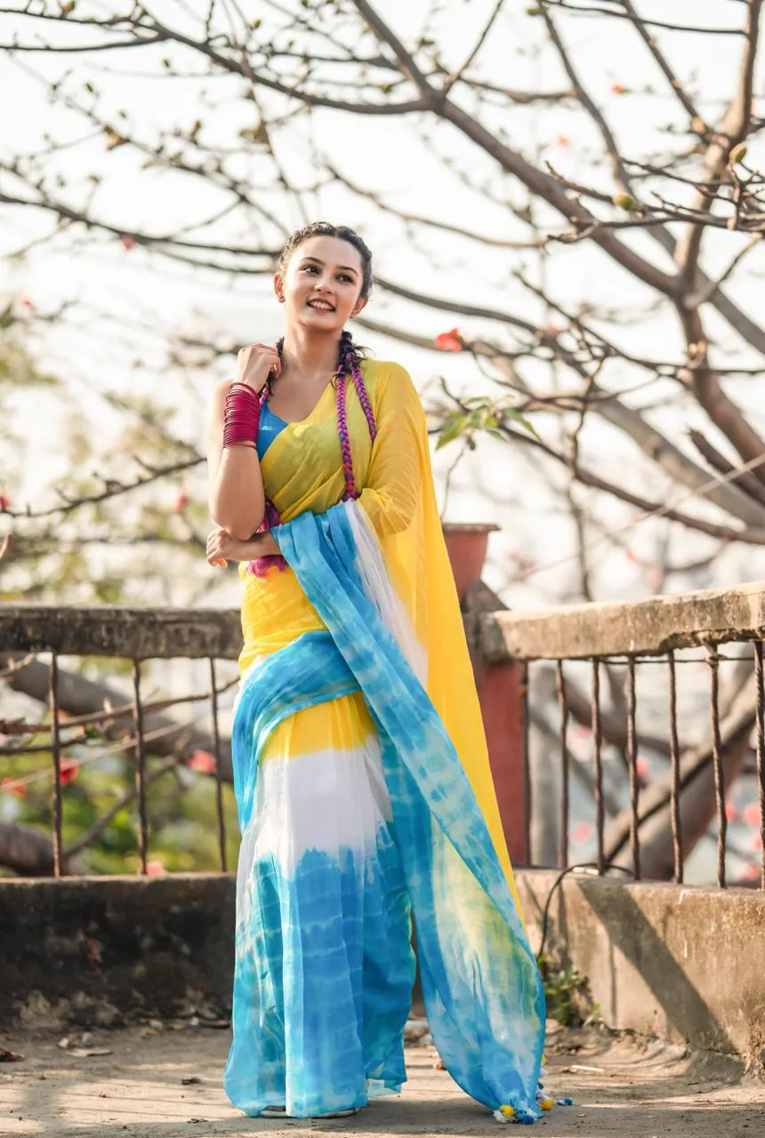 Women Mul Cotton Hand Dye Saree