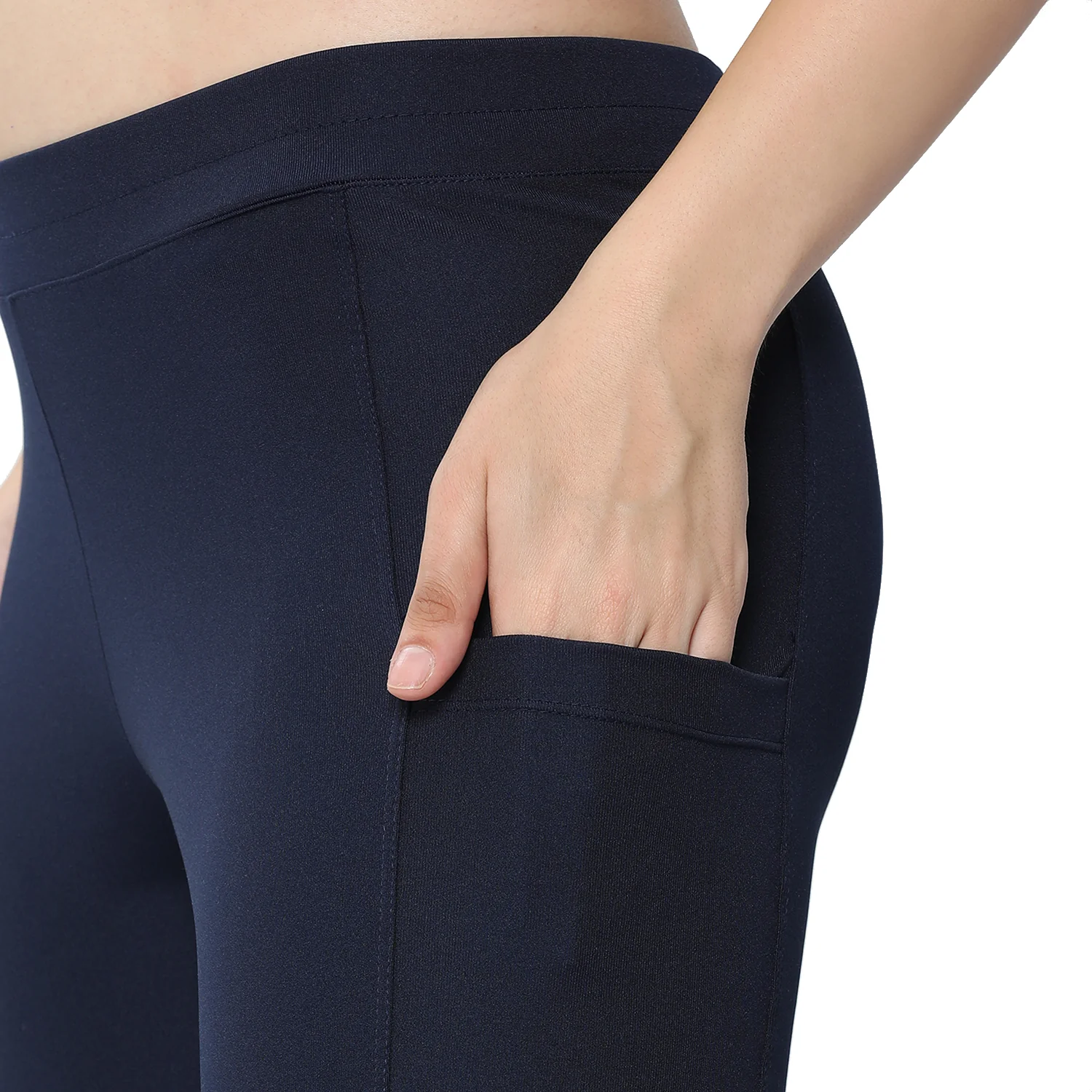 Women Navy Ankle Length Yoga Pant - Image 6