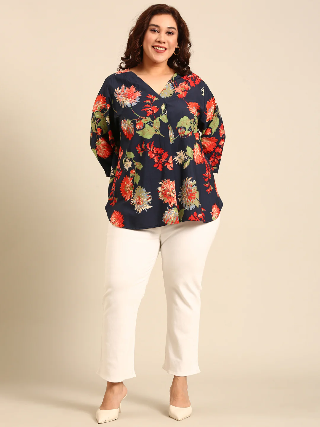 Women Navy Floral Top - Image 7