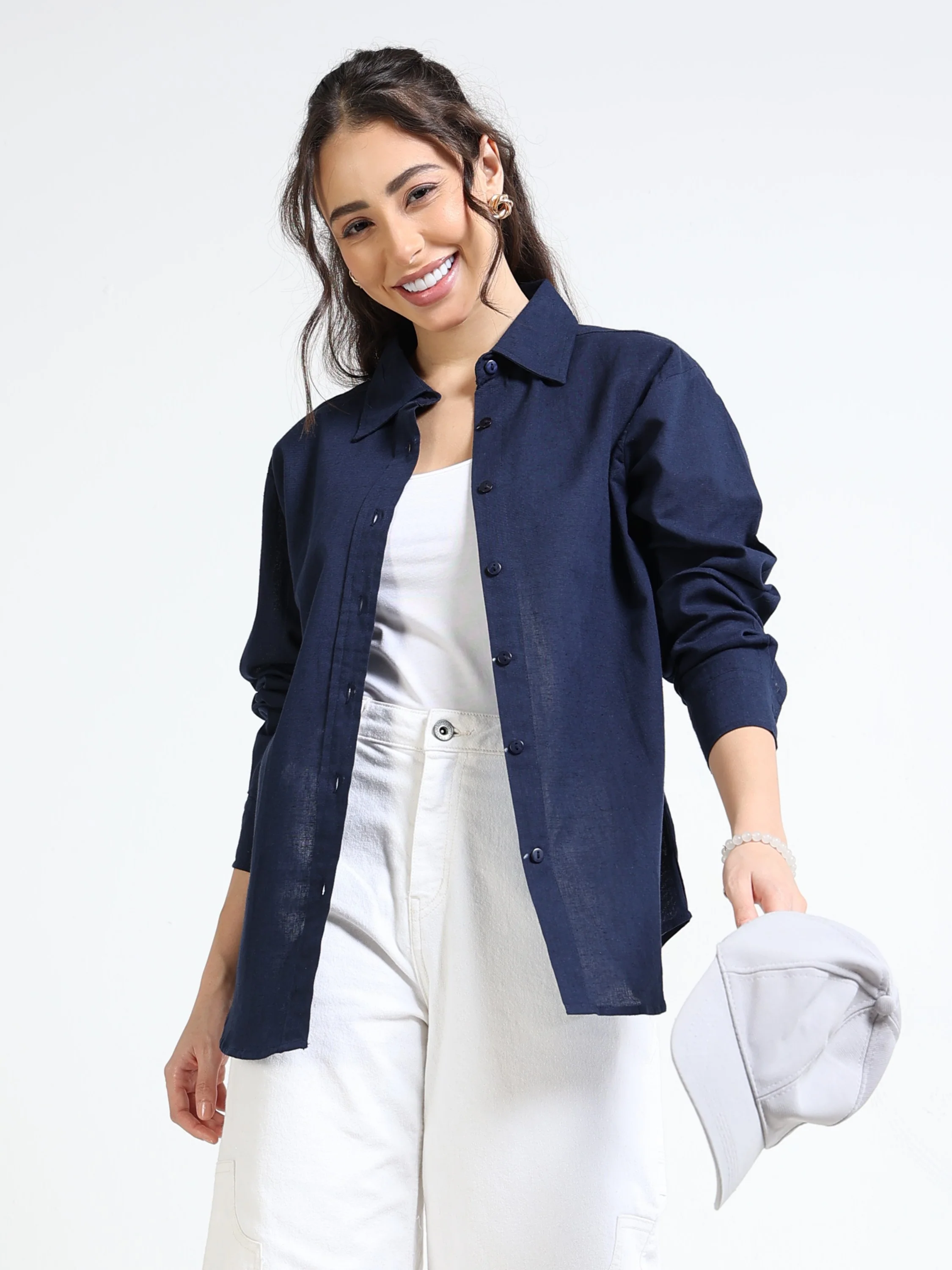 Women Navy Regular Fit Shirt
