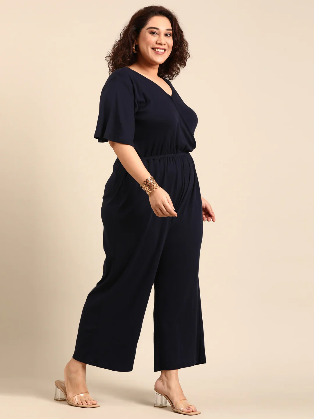 Women Navy Solid Jumpsuit - Image 2