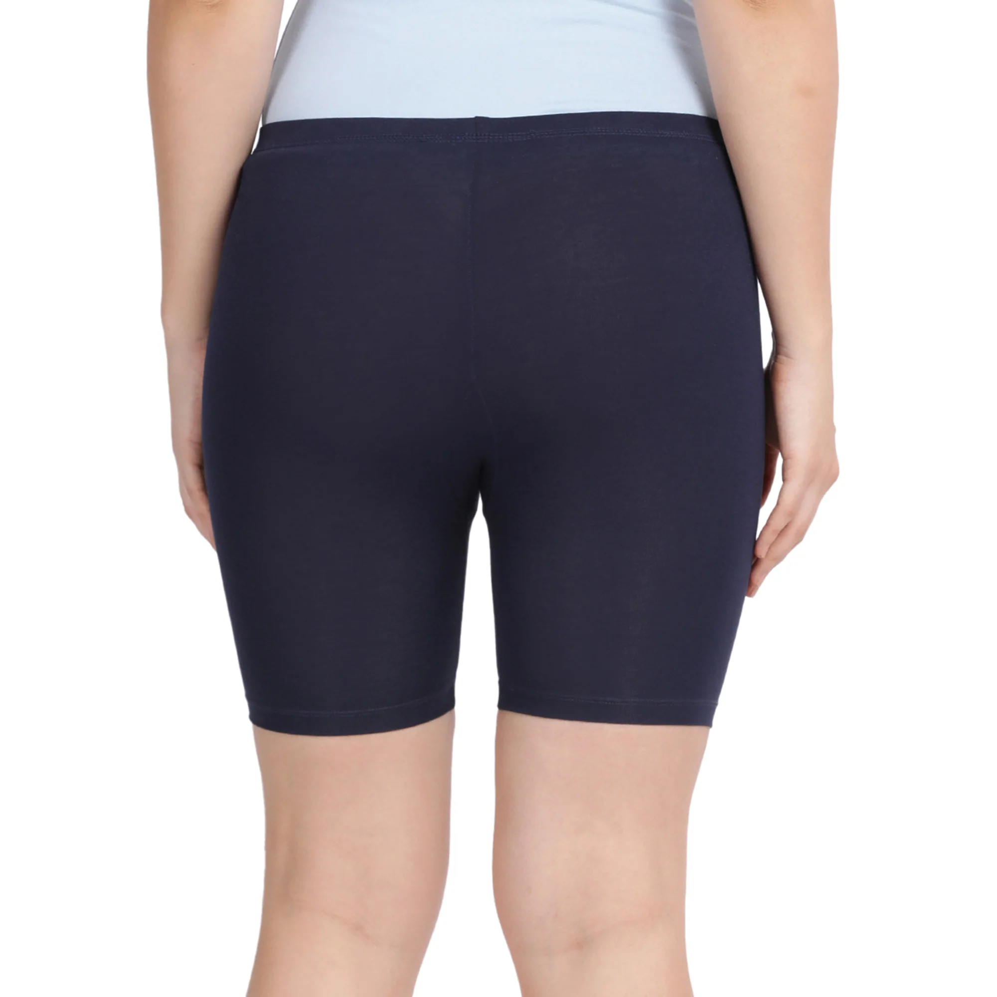 Women Navy Thigh Length Cycling Shorts - Image 2