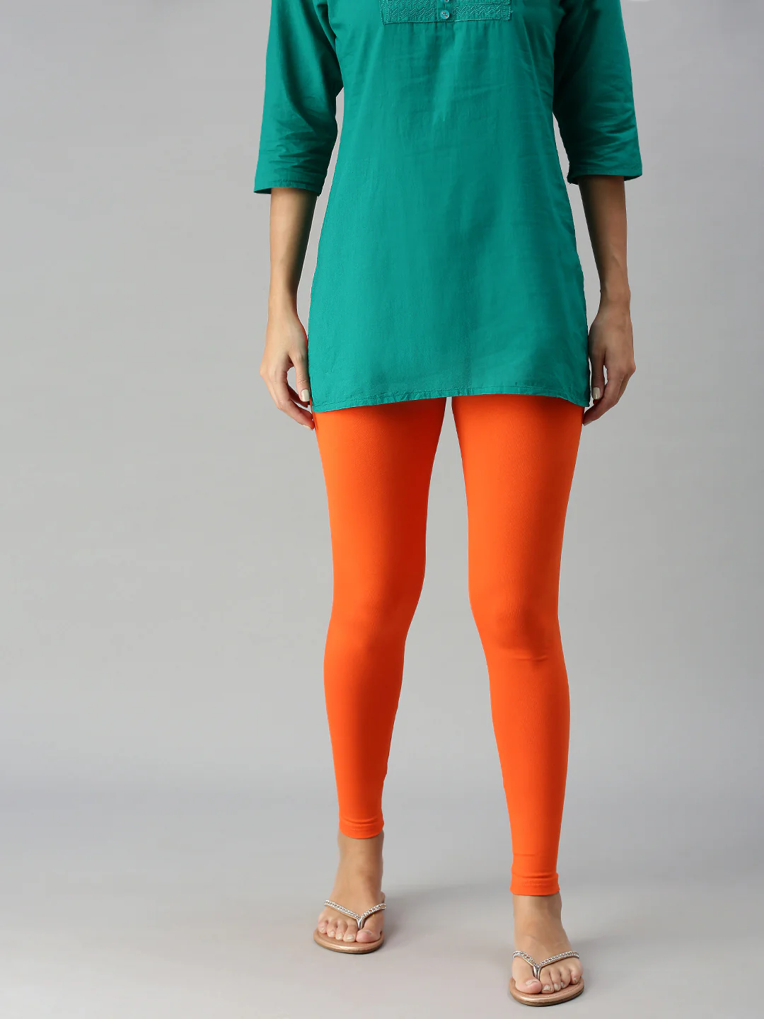 Women Orange Casual Leggings
