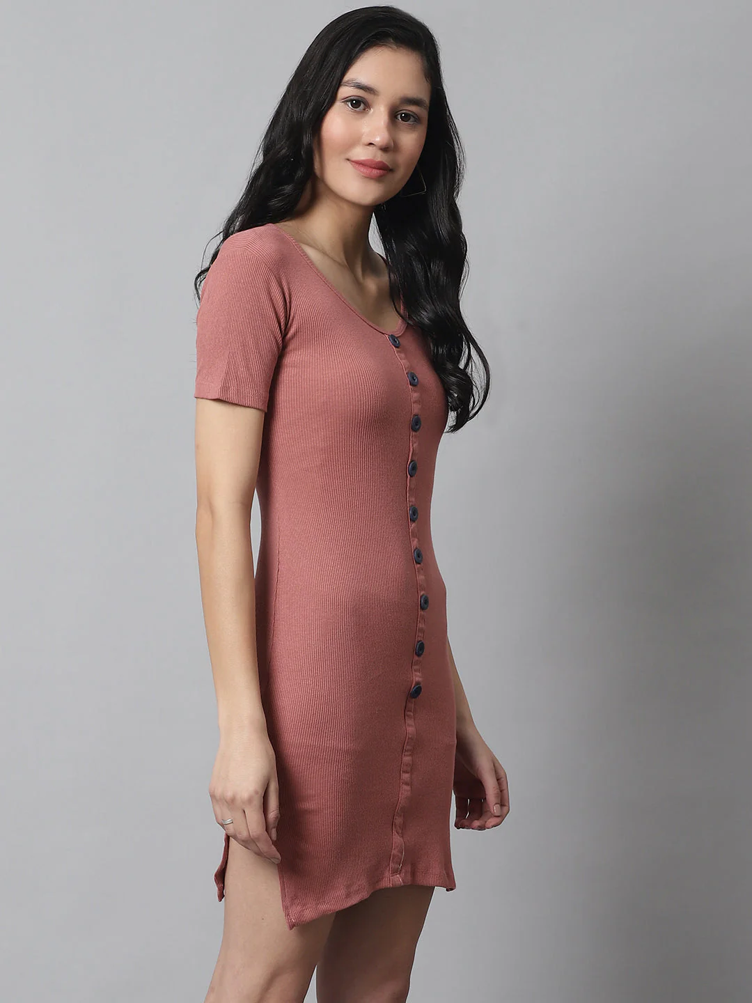 Women Peach Knee Length Dress - Image 4