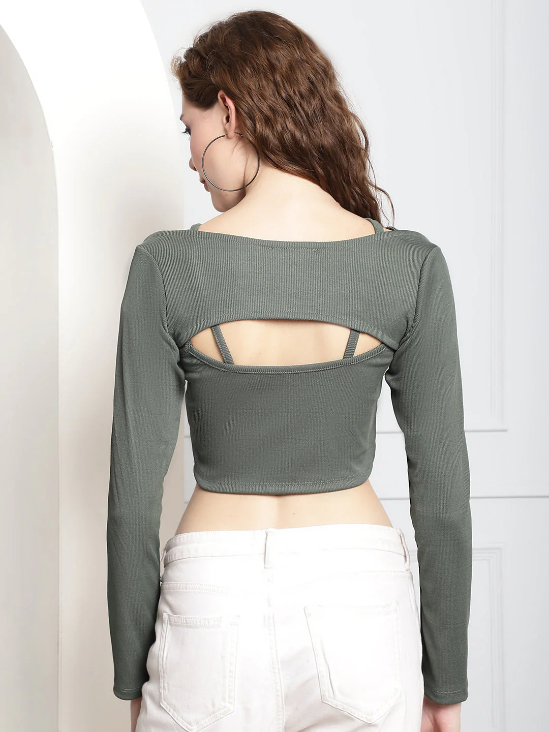 Women Pink Dual Strap Crop Top - Image 3