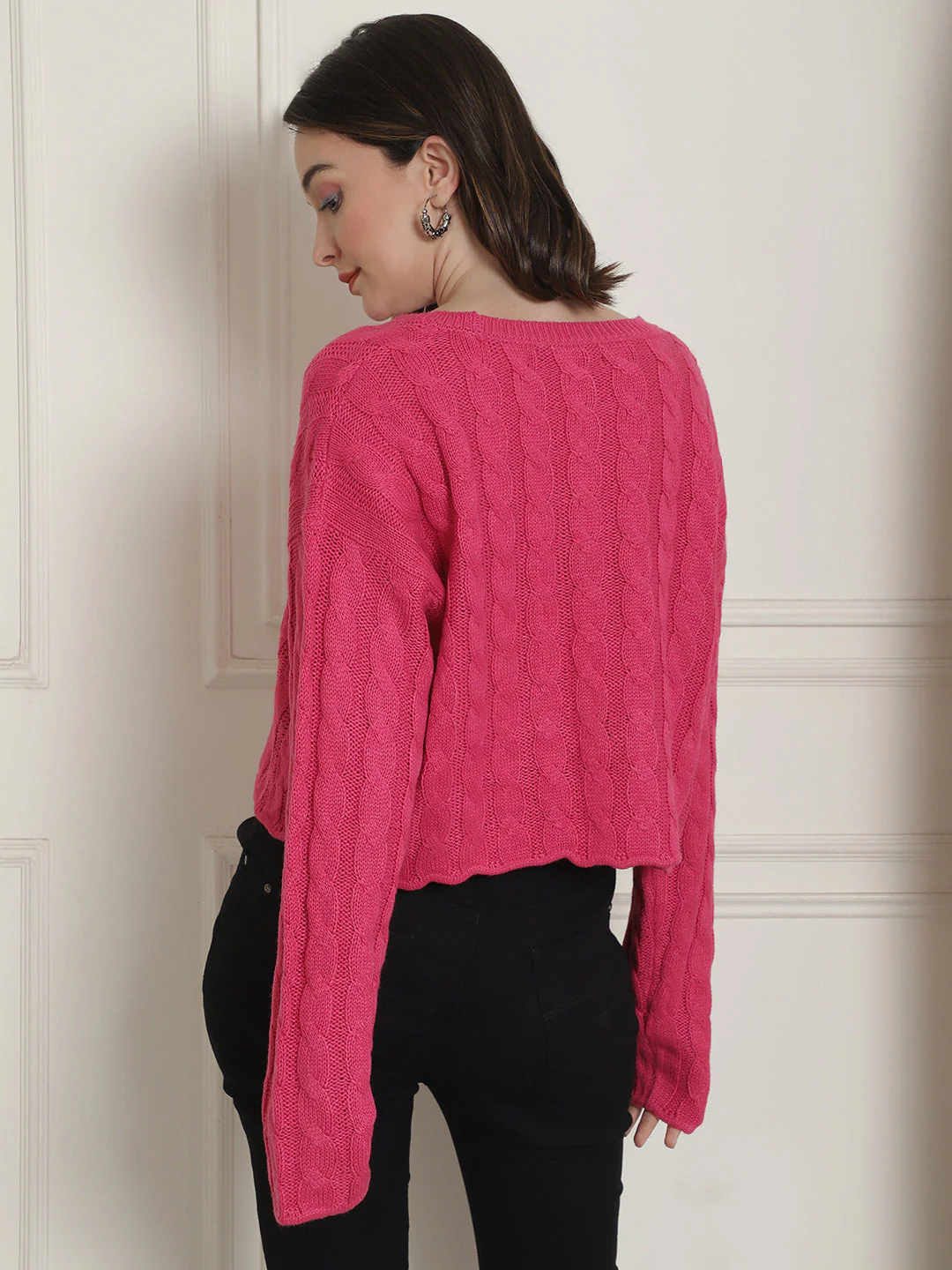 Women Pink Relaxed Sweater - Image 5