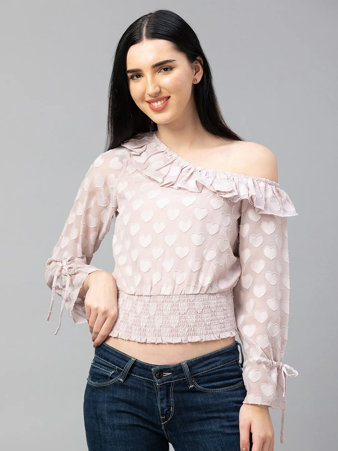 Women Self Design Crop Top