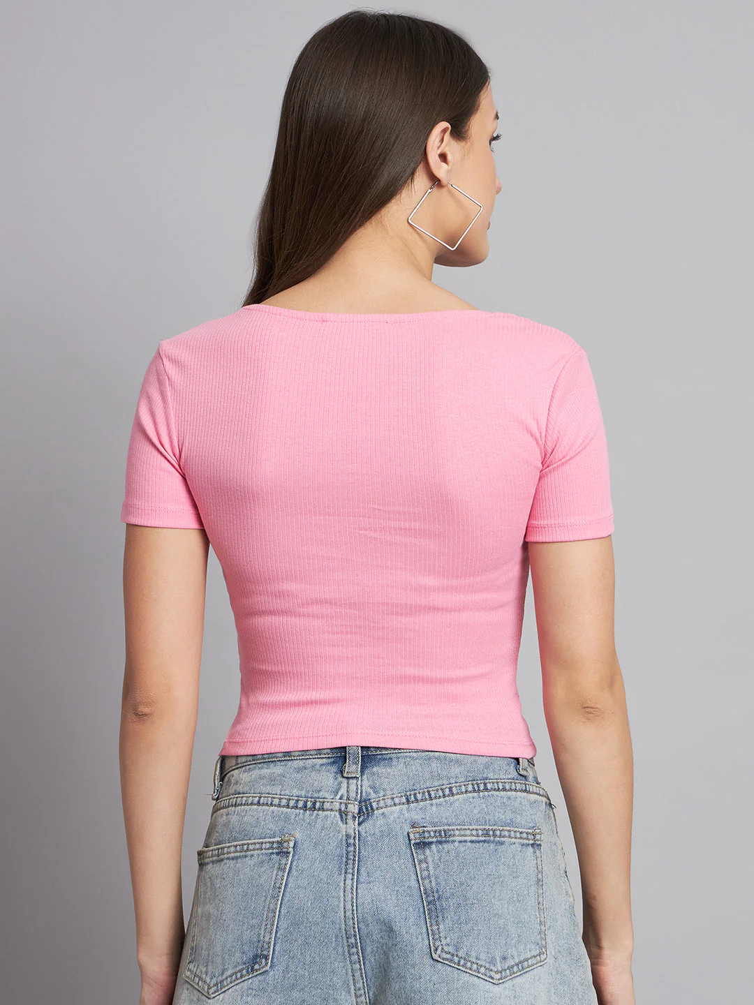 Women Pink Square Neck Top - Image 6