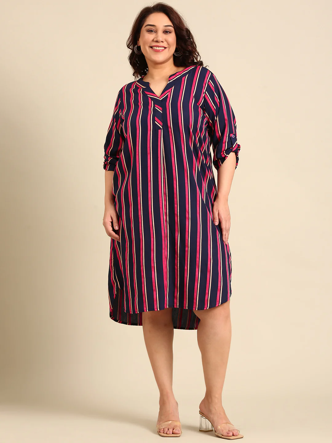 Women Printed High-Low Midi Dress