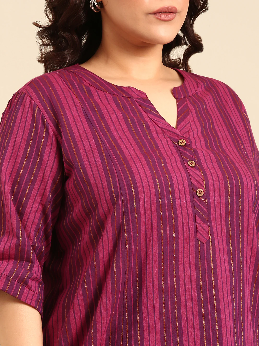 Women Plus Size Pink Lurex Tunic - Image 5