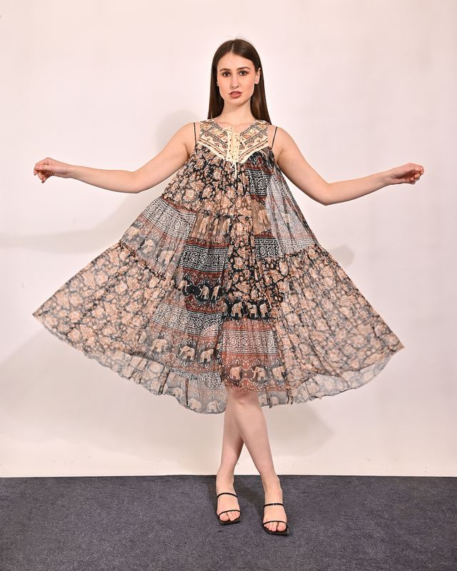 Women Printed Fit & Flare Midi Dress - Image 6