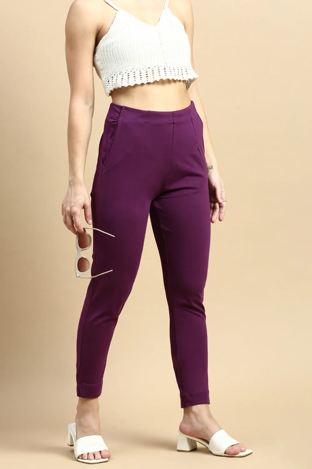 Women Purple Casual Pants