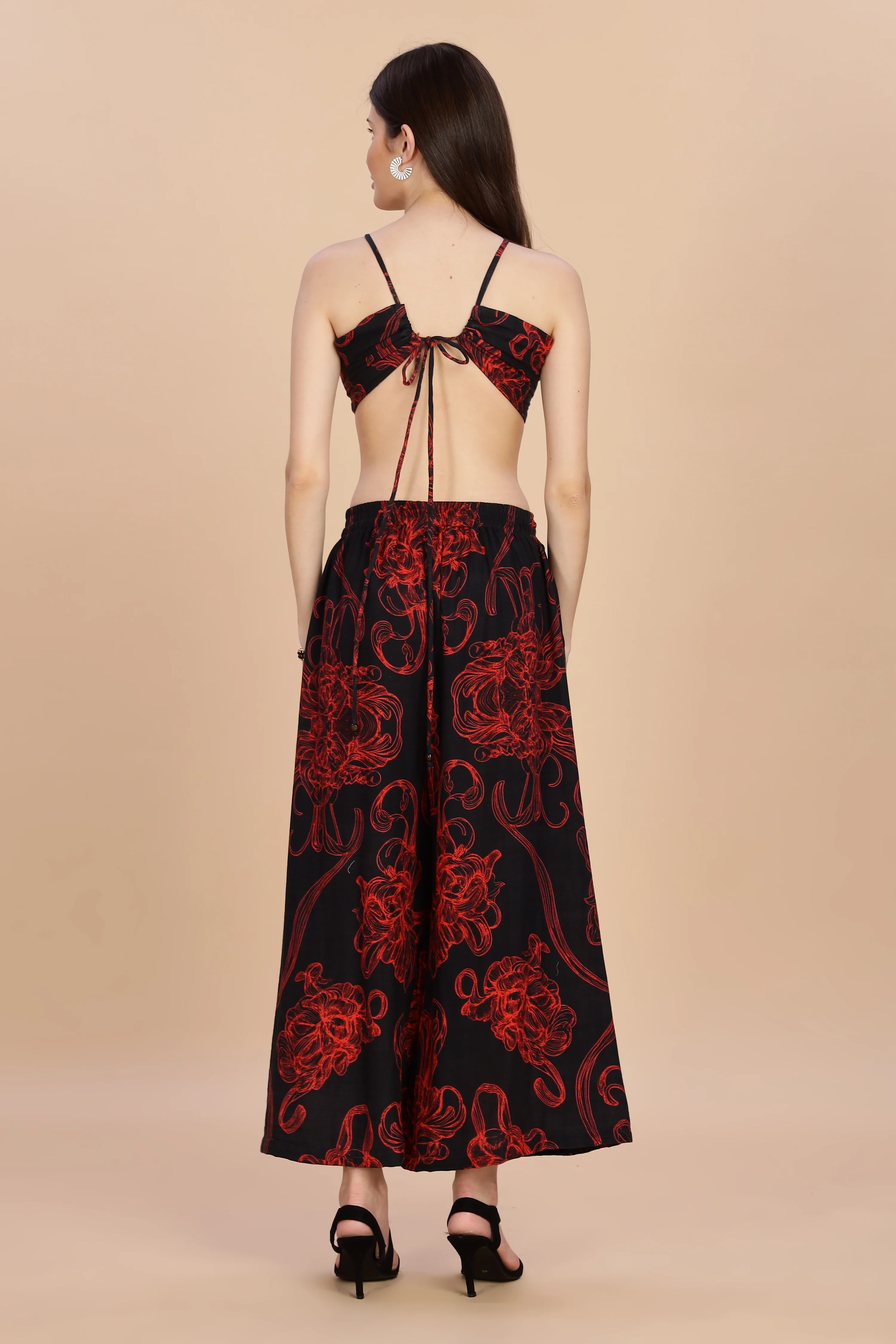 Women Raging Bloom Flared Gauge Cotton Pant - Image 9