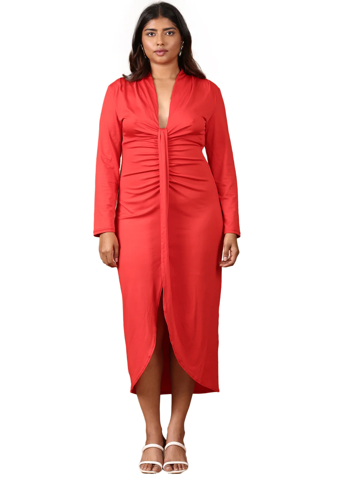 Women Red Sheath Dress - Image 6