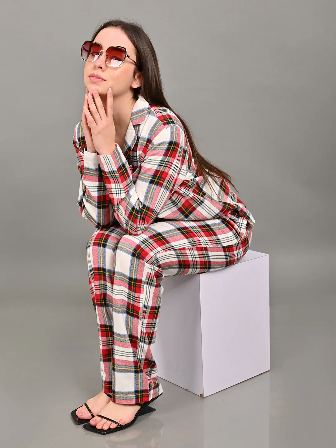 Women Red Shirt & Pyjama Co-Ord Set - Image 2