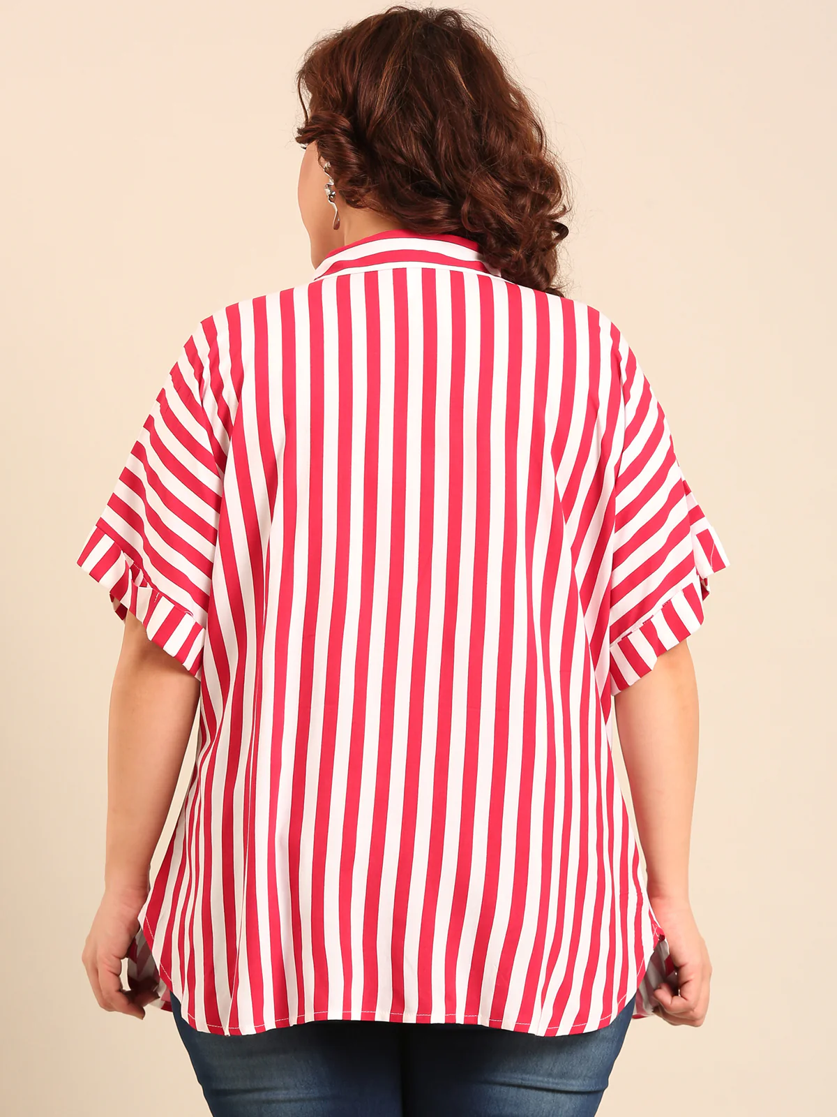 Women Red Striped Shirt - Image 2