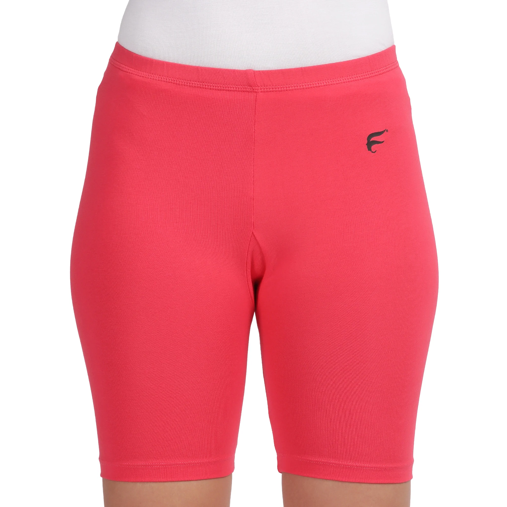 Women Red Thigh Length Cycling Shorts - Image 6