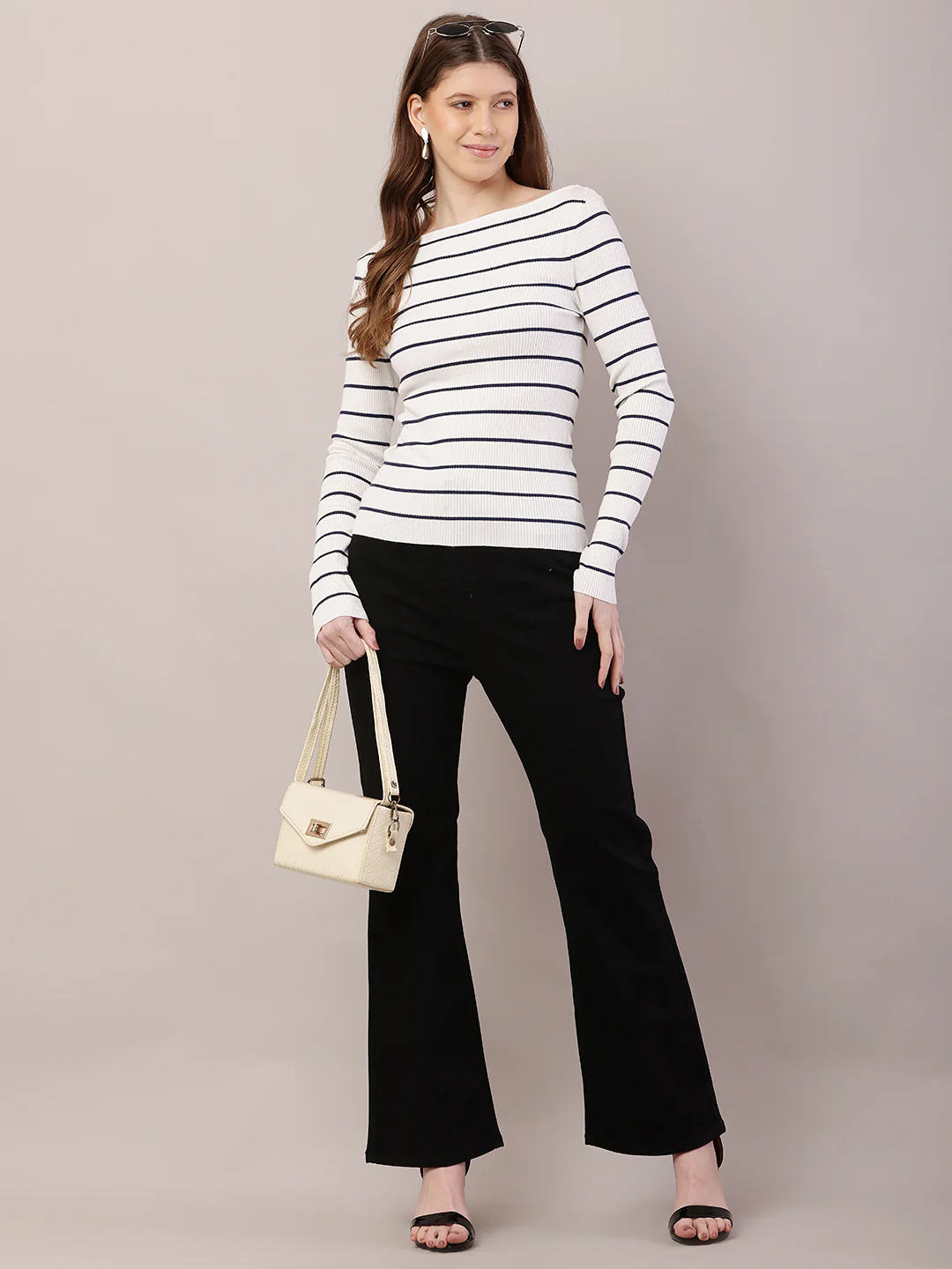 Women Ribbed White Top - Image 3