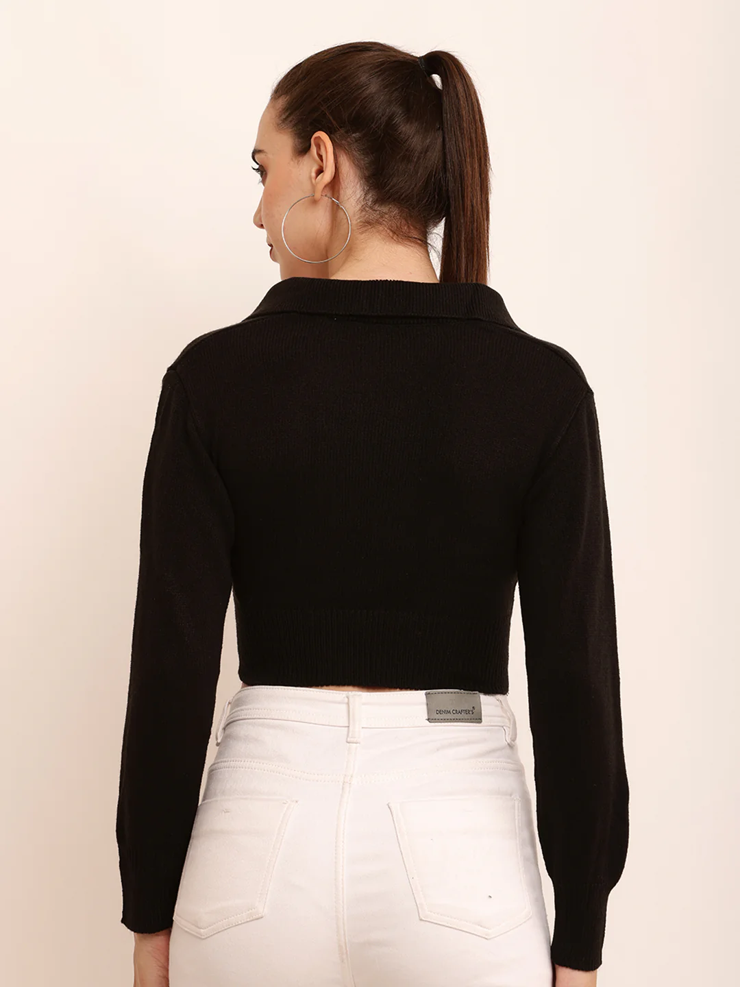 Women Roibbed Collar Sweater - Image 4