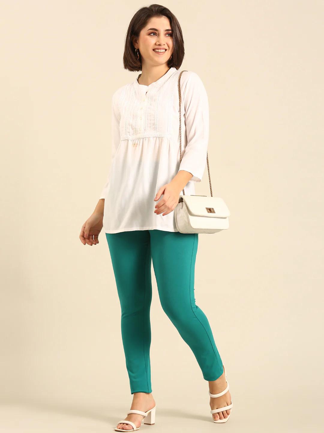 Women Sea Green Casual Pants