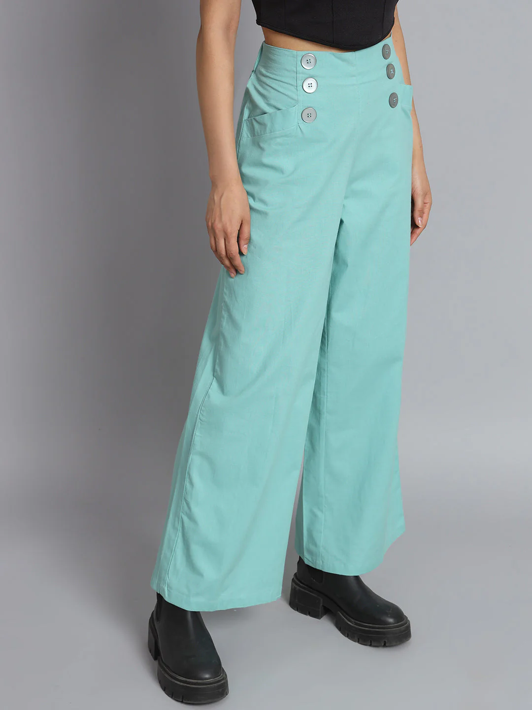 Women Sea Green Pants - Image 5