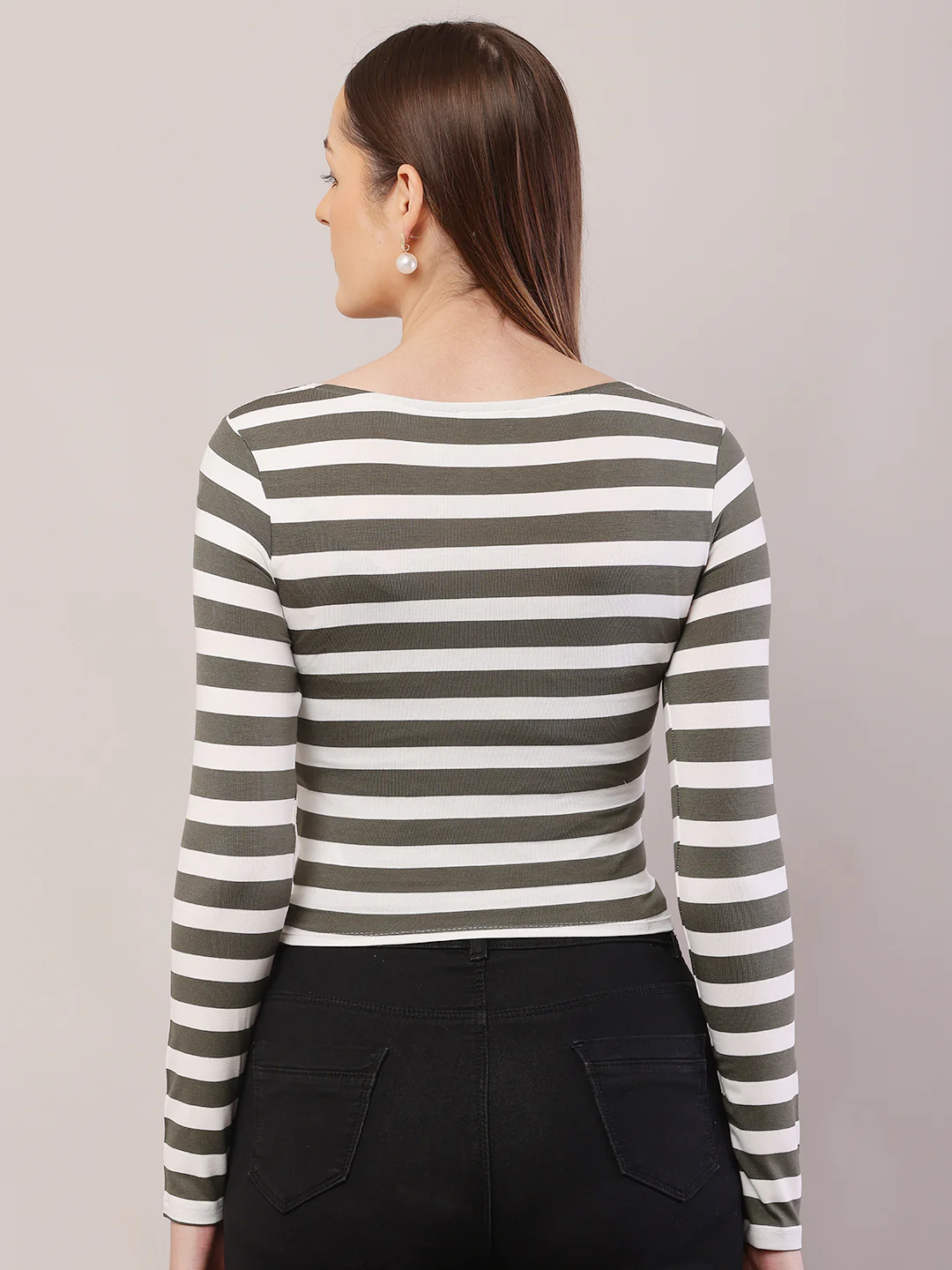 Women Sea Green & White Striped Top - Image 4