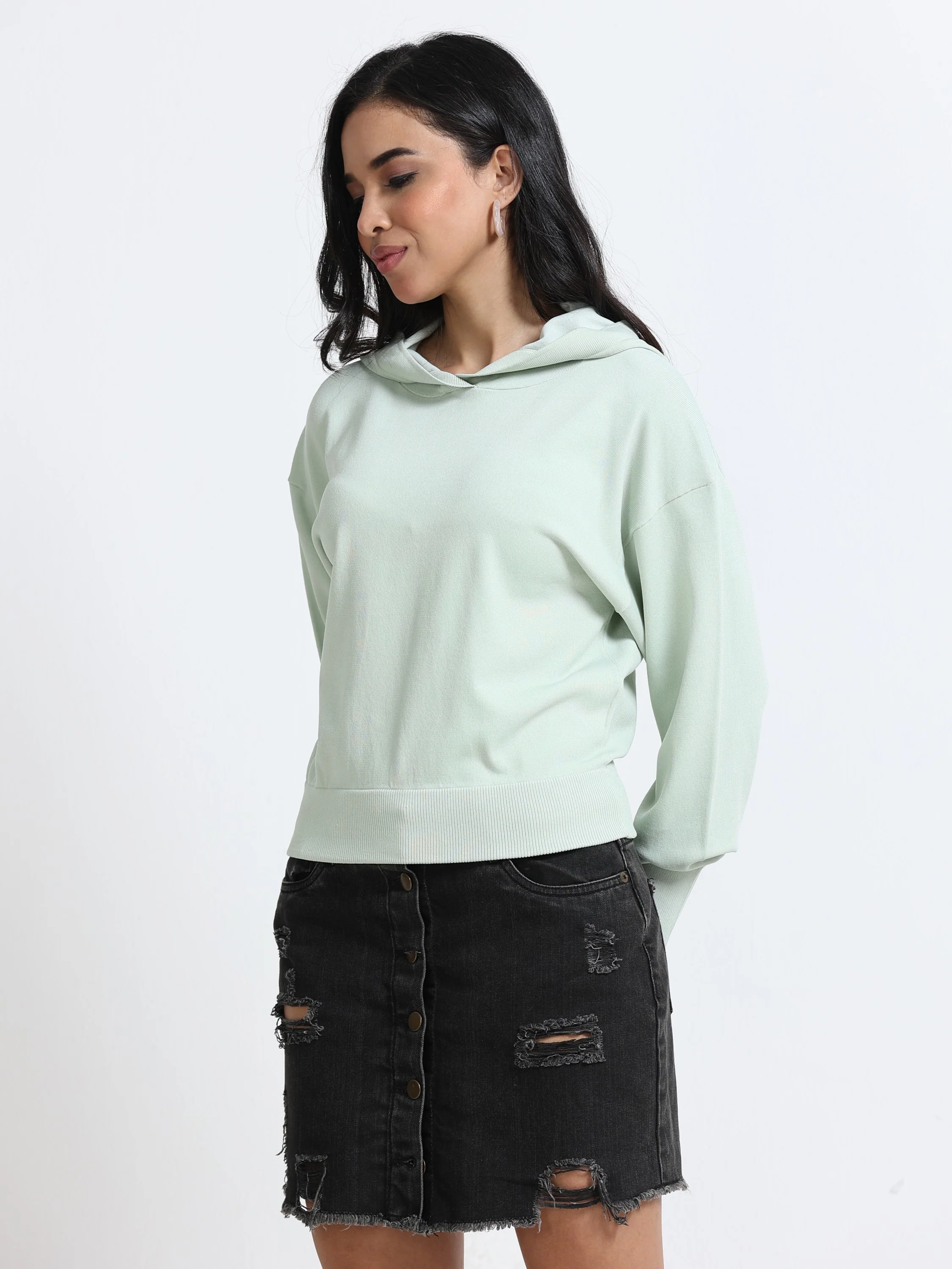 Women Green Hooded Sweatshirt - Image 5