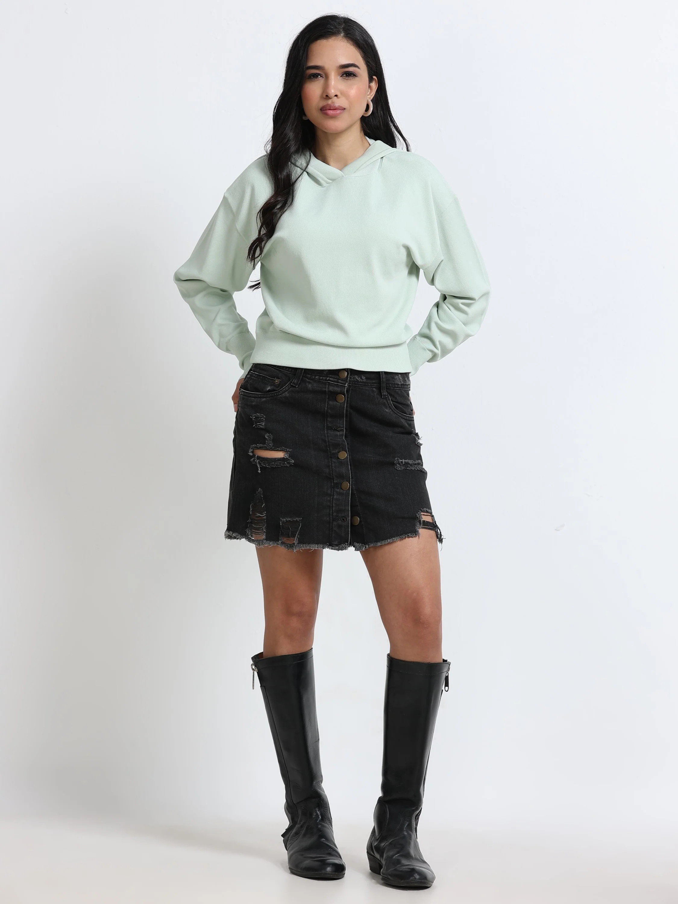 Women Green Hooded Sweatshirt - Image 7