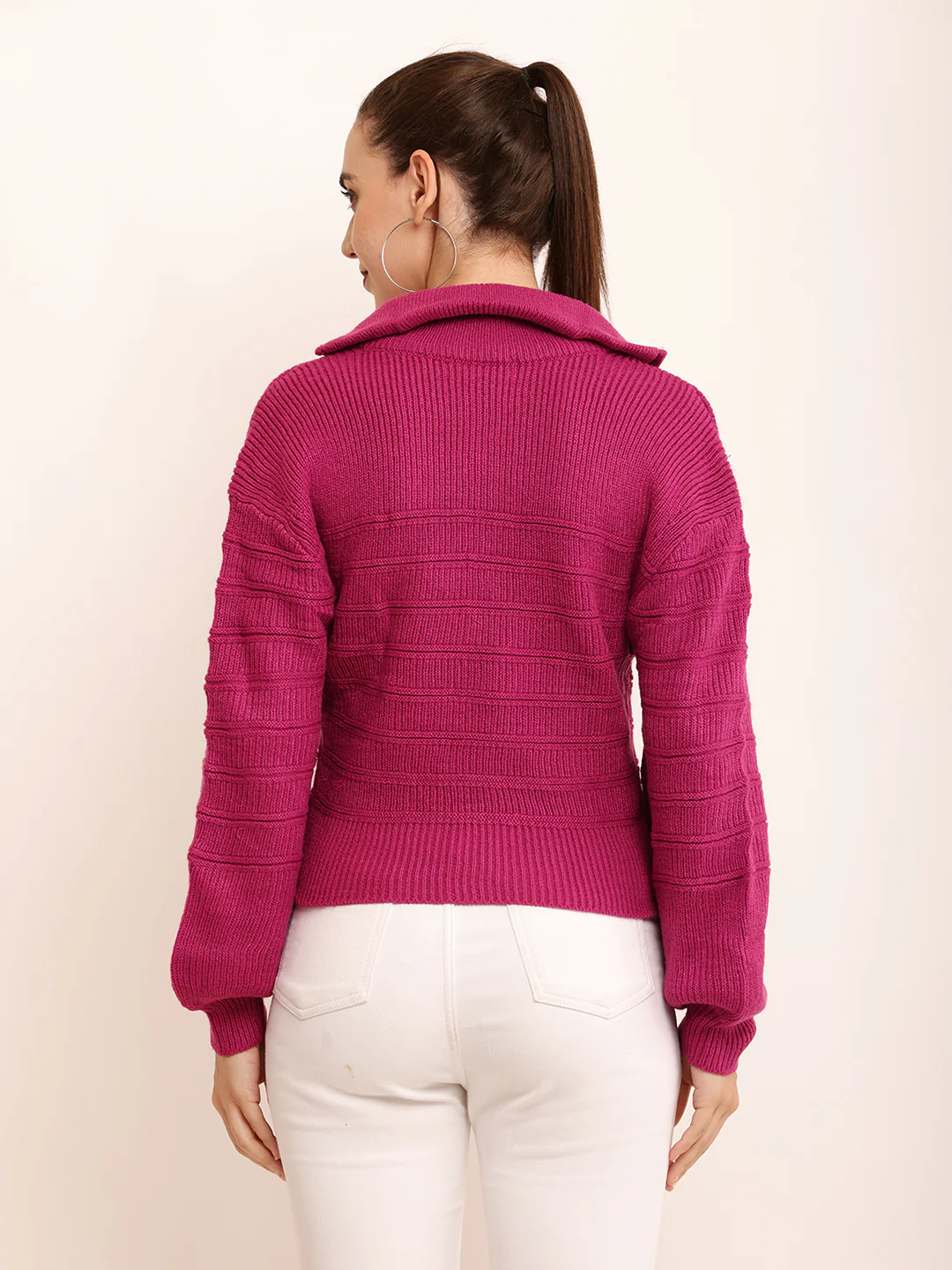 Women Solid Zip Pullover - Image 4