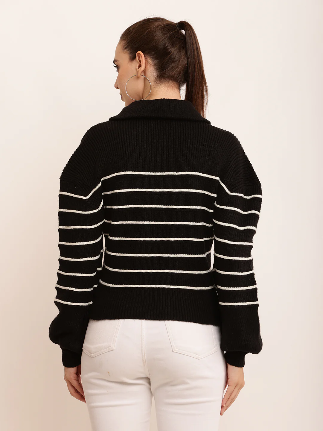 Women Stripped Zip Pullover - Image 4