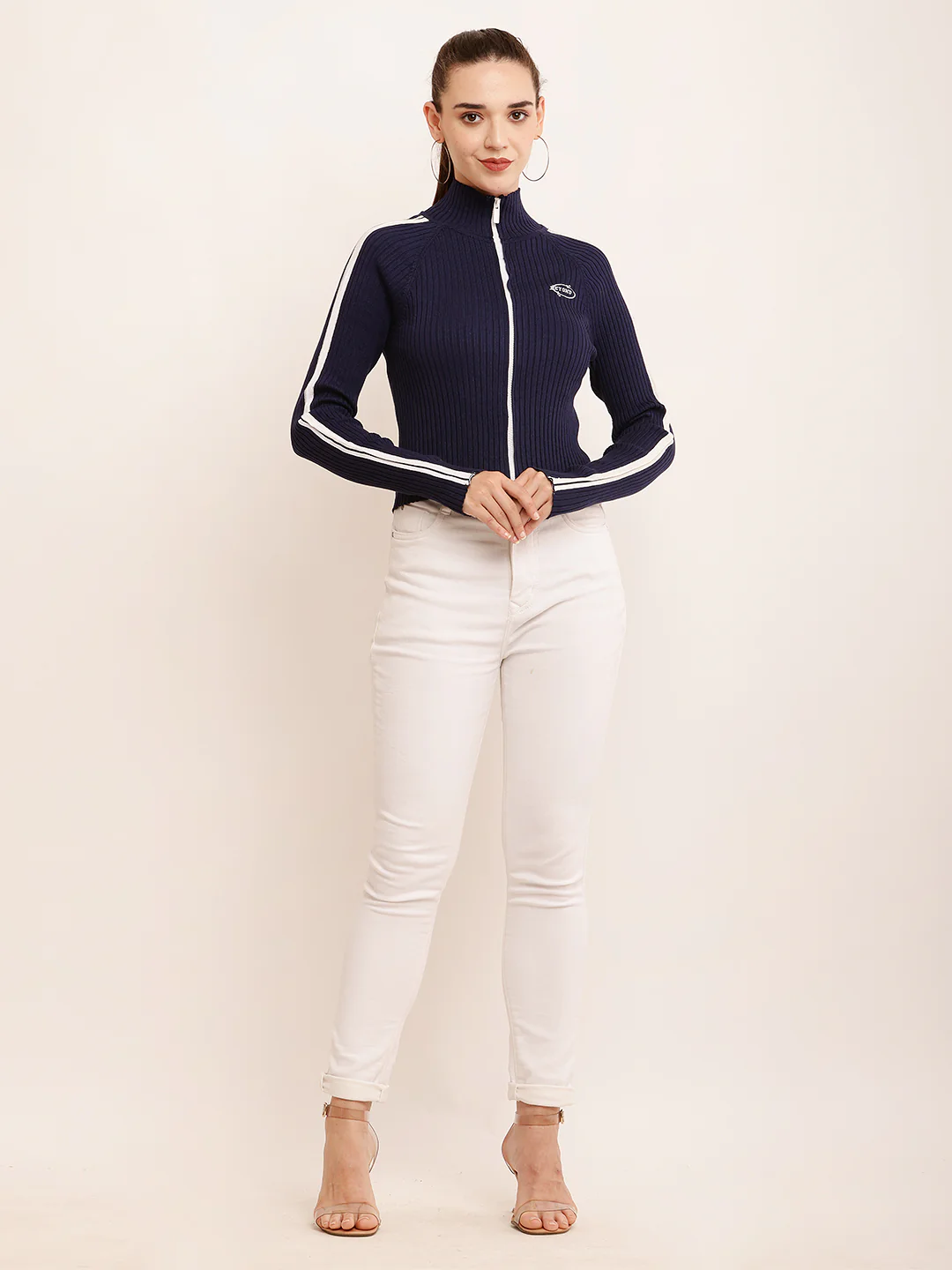Women Textured Ribbed Sweater - Image 3