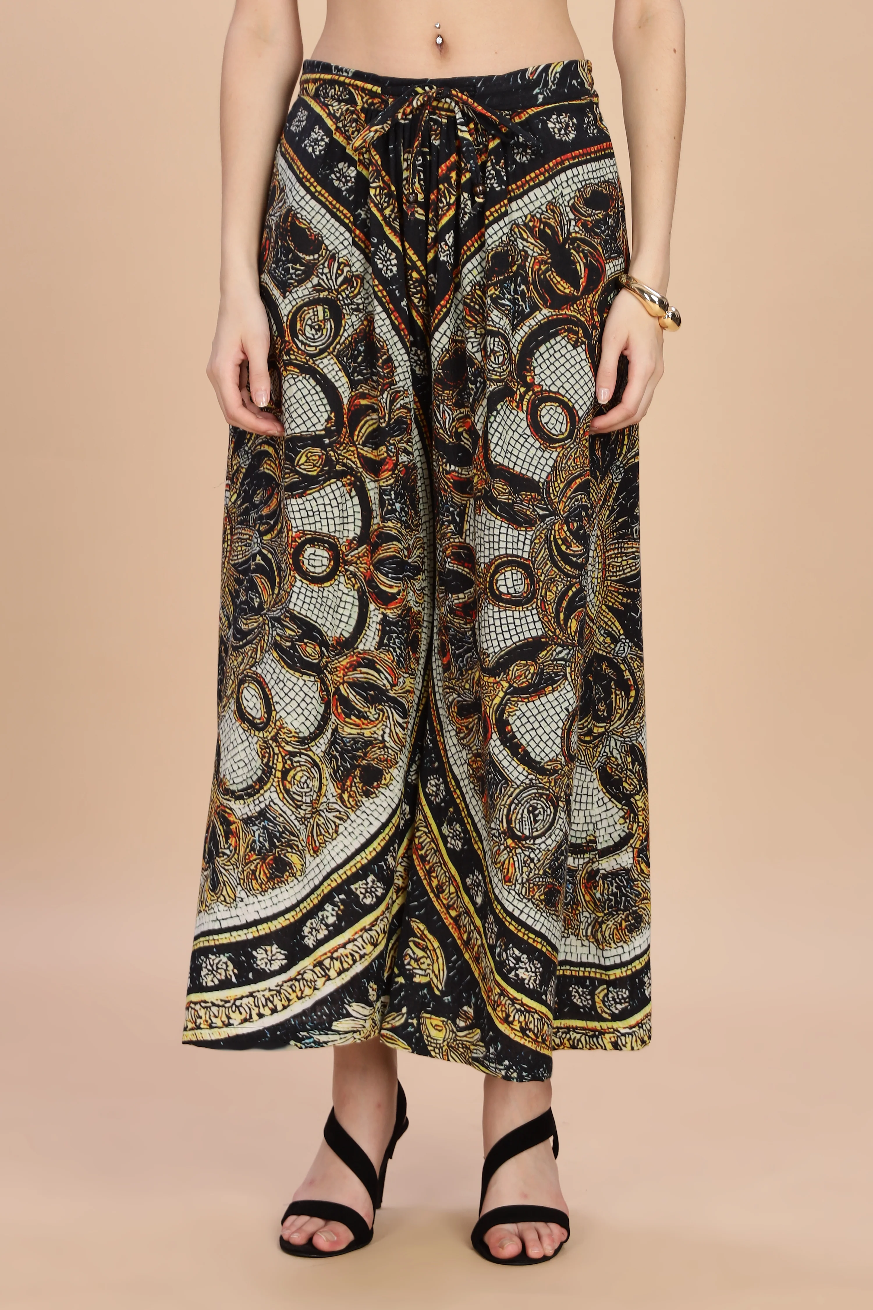 Women Topaz Flared Gauge Cotton Pant - Image 4