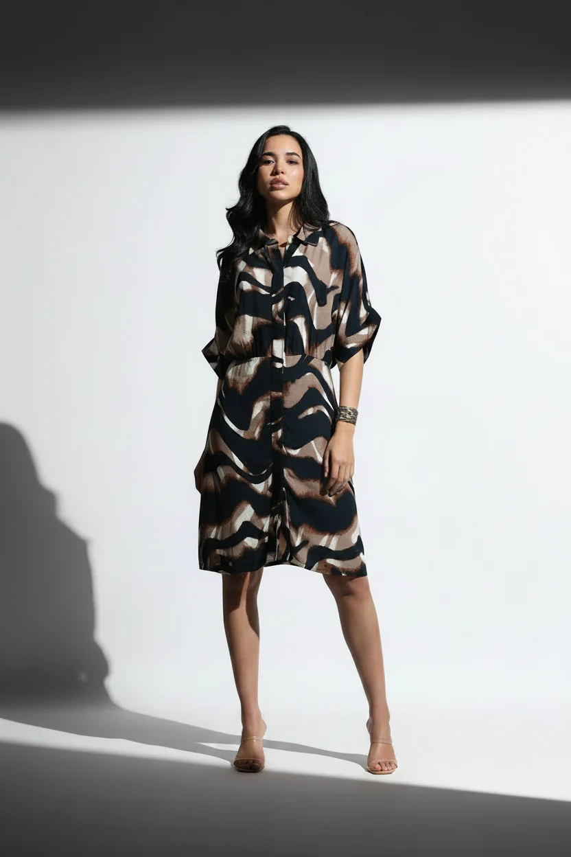 Women Viscose Brown Party Dress - Image 3