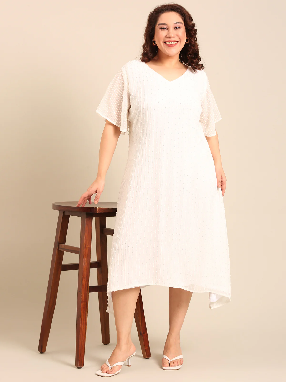 Women White A-Line Dress - Image 7